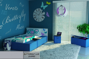 Łóżko dziecięce 160x80 BUTTERFLY LUX OCEAN z materacem - versito