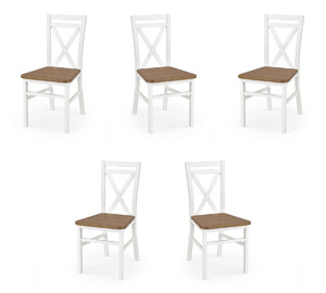 Pięć krzeseł białych ciemny orzech - 1241