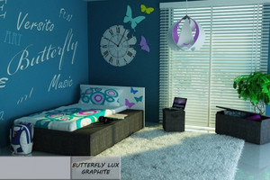 Łóżko dziecięce 160x80 BUTTERFLY LUX GRAPHITE z materacem - versito