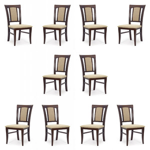 Dziesięć krzeseł ciemny orzech tapicerowanych - 2265