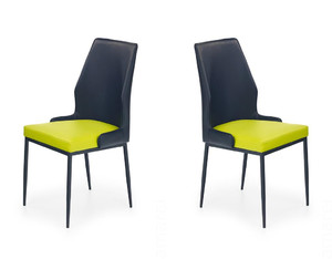Dwa krzesła limonkowo-czarne - 7596