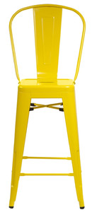 Stołek barowy Paris Back żółty inspirowany Tolix - d2design