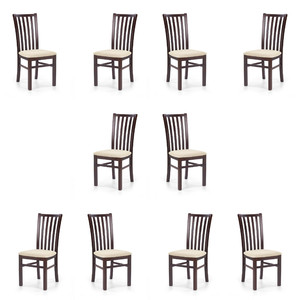 Dziesięć krzeseł tapicerowanych ciemny orzech - 5937