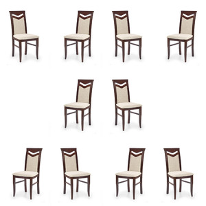 Dziesięć krzeseł ciemny orzech tapicerowanych - 6040