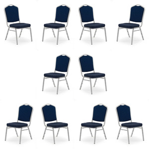 Dziesięć krzeseł niebieskich, stelaż srebrny - 4137