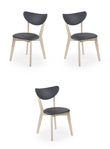 Trzy krzesła white wash popielate - 0589