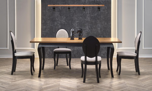 WINDSOR stół rozkładany 160-240x90x76 cm kolor ciemny dąb/czarny - Halmar