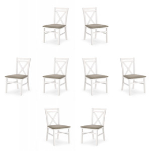 Osiem krzeseł białych tapicerowanych - 5189