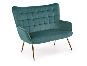 Sofa CASTEL 2 XL ciemny zielony / złoty - Halmar