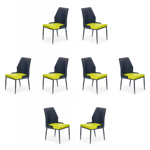 Osiem krzeseł limonkowo-czarnych - 7596