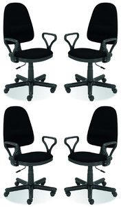 Cztery krzesła biurowe  czarne - 6114