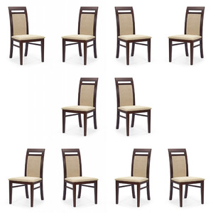 Dziesięć krzeseł ciemny orzech tapicerowanych - 2609