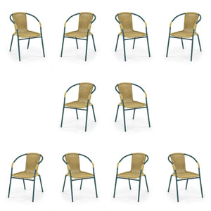 Dziesięć krzeseł 2 ciemnozielonych ciemno brązowych - 2668