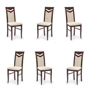 Sześć krzeseł ciemny orzech tapicerowanych - 6040