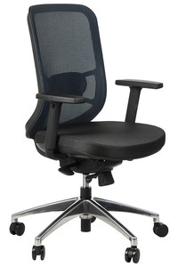Krzesło obrotowe biurowe z podstawą aluminiową i wysuwem siedziska model GN-310/NIEBIESKI fotel biurowy obrotowy - Stema