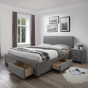 Łóżko MODENA 160 cm tapicerowane z szufladami popiel  - Halmar