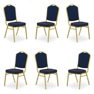 Sześć krzeseł niebieskich, stelaż złotych - 5305
