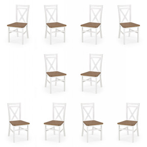 Dziesięć krzeseł białych ciemny orzech - 1241
