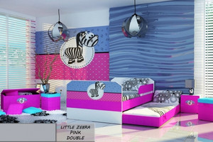 Łóżko dziecięce 180x80 podwójne LITTLE ZEBRA PINK DOUBLE z materacami - versito