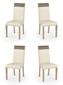Cztery krzesła tapicerowane  dąb sonoma krem / beż - 1265
