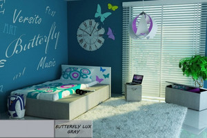 Łóżko dziecięce 160x80 BUTTERFLY LUX GRAY z materacem - versito