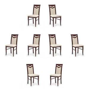 Osiem krzeseł ciemny orzech tapicerowanych - 6040