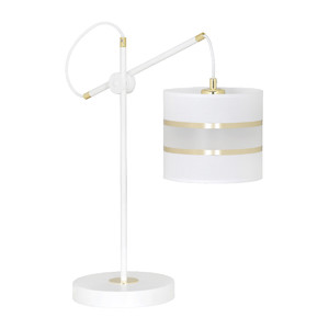 KORNO LN1 WHITE 649/LN1 lampka nocna biurkowa elegancka biało-złoty abażur regulowana
