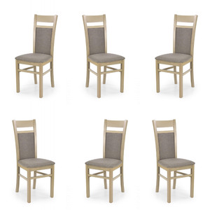 Sześć krzeseł dąb sonoma tapicerowanych - 0978