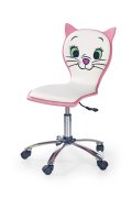 Fotel młodzieżowy kolor różowy, oparcie w kształcie kota, eko skóra