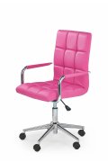 Młodzieżowy fotel z obrotową podstawą, różowa ekoskóra