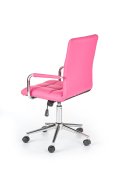 Młodzieżowy fotel z obrotową podstawą, różowa ekoskóra