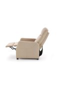 Rozkładany Fotel do salonu z funkcją relax w kolorze beżowym, tkanina velvet
