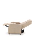 Rozkładany Fotel do salonu z funkcją relax w kolorze beżowym, tkanina velvet