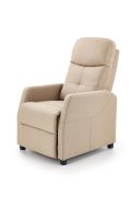 Rozkładany Fotel do salonu z funkcją relax w kolorze beżowym, tkanina velvet