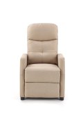 Rozkładany Fotel do salonu z funkcją relax w kolorze beżowym, tkanina velvet