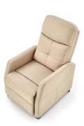 Rozkładany Fotel do salonu z funkcją relax w kolorze beżowym, tkanina velvet