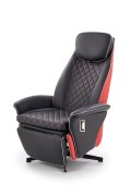 Fotel do salonu, nowoczesny, kolor czarny, czerwony, eko skóra, funkcja relax