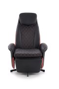 Fotel do salonu, nowoczesny, kolor czarny, czerwony, eko skóra, funkcja relax