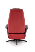 Fotel do salonu, nowoczesny, kolor czarny, czerwony, eko skóra, funkcja relax