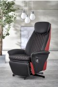 Fotel do salonu, nowoczesny, kolor czarny, czerwony, eko skóra, funkcja relax