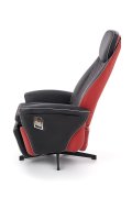 Fotel do salonu, nowoczesny, kolor czarny, czerwony, eko skóra, funkcja relax