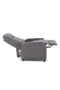 Rozkładany Fotel do salonu z funkcją relax w kolorze popielatym, tkanina velvet