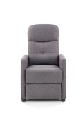 Rozkładany Fotel do salonu z funkcją relax w kolorze popielatym, tkanina velvet