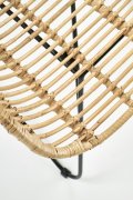 Rattanowy Fotel do salonu, boho, skandynawski, na czarnym stelażu, rattan naturalny