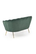 Fotel do salonu, glamour, w kształcie muszli, ciemny zielony ze złotymi nóżkami, tkanina velvet, rozmiar XL