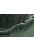 Fotel do salonu, glamour, w kształcie muszli, ciemny zielony ze złotymi nóżkami, tkanina velvet