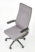 Fotel do biurka, kolor popielaty, z czarną obrotową podstawą na kółkach