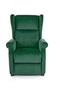 Fotel do salonu klasyczny, rozkładany, funkcja relax, ciemny zielony, tkanina velvet