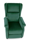 Fotel do salonu klasyczny, rozkładany, funkcja relax, ciemny zielony, tkanina velvet