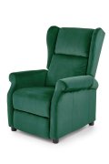 Fotel do salonu klasyczny, rozkładany, funkcja relax, ciemny zielony, tkanina velvet